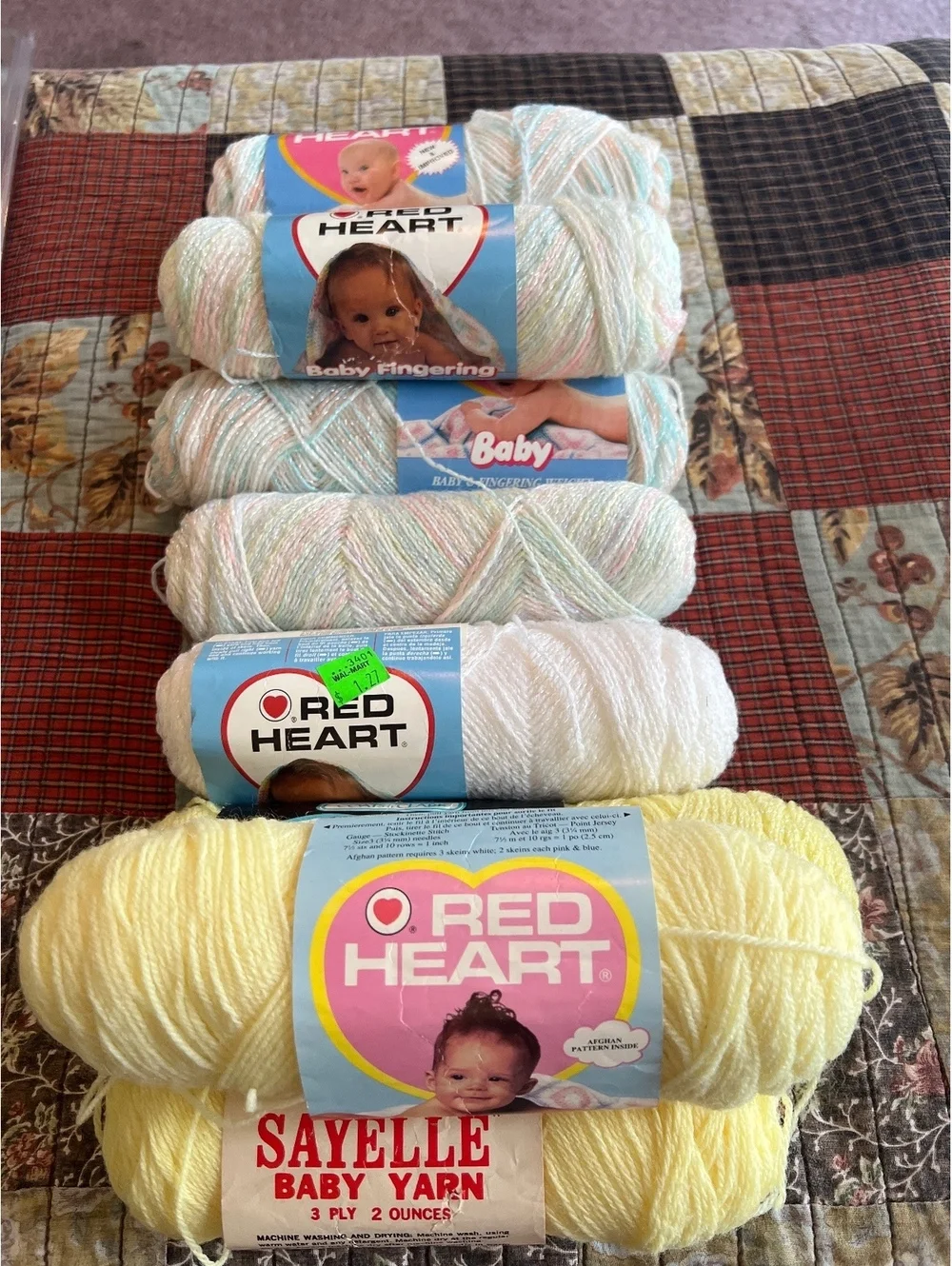 Red Heart Baby Fingering and Sayelle Baby Yarn Bundle